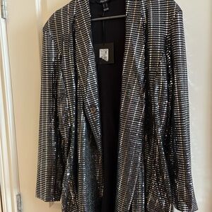 Revamped Black Sequin Blazer Jacket XL
